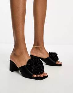 Сандалии Monki Satin Heeled With Flower, черный