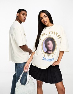 Футболка Asos Design Unisex Oversized Graphic With Dr. Dre Print, бежевый