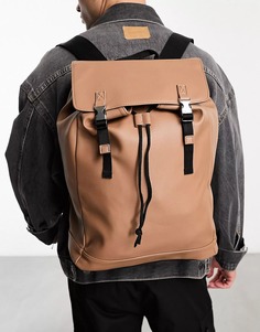 Рюкзак Asos Design Faux Saffiano Leather, коричневый