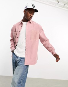 Рубашка Asos Design 90s Oversized With Cord Patch Pockets, розовый