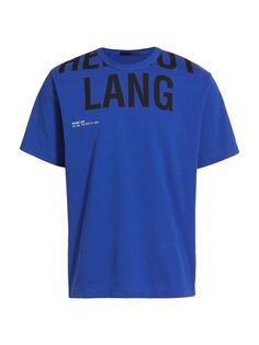 Хлопковая футболка с отрезанным логотипом Helmut Lang, синий