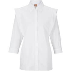 Блузка Boss Regular-Fit In Stretch Cotton With Cropped Sleeve, белый