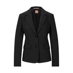 Пиджак Boss Single-Breasted In Striped Stretch Wool, черный