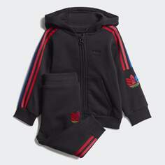 Спортивный костюм Adidas Adicolor 3D Trefoil Full-Zip, черный/красный