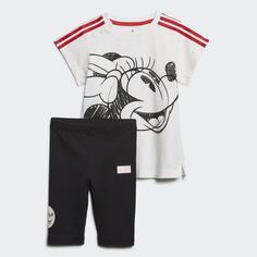 Комплект футболка и шорты adidas Minnie Mouse Summer, белый/черный/красный