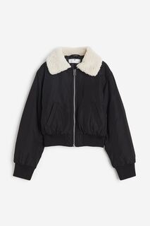 Куртка-бомбер H&amp;M Kids Pile Collar, черный H&M