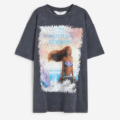 Футболка H&amp;M Kids Oversized Printed The Little Mermaid, темно-серый H&M