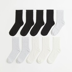Набор носков H&amp;M Kids, 10 предметов, светло-серый/черный H&M