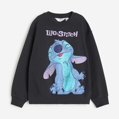 Свитшот H&amp;M Kids Oversized Lilo &amp; Stitch, темно-серый H&M