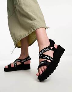 Сандалии Tommy Jeans Flatform Tapping Strap, черный