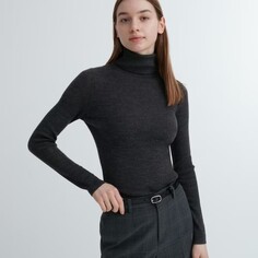 Водолазка Uniqlo Heattech Extra Fine Merino, темно-серый