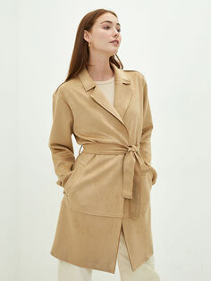 Воротник куртки, прямой поясной ремень, карман, подробный длинный рукав, замшевая ткань, женский Тренч LCWAIKIKI Classic
