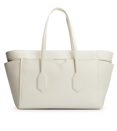 Сумка-тоут Hugo Boss Tote In Grained Leather With Embossed Logo, белый