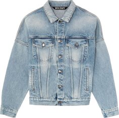 Куртка Palm Angels Logo Over Denim Jacket &apos;Blue/White&apos;, синий