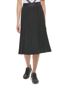 Женская плиссированная юбка из искусственной замши DKNY, черный