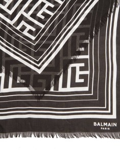 Модальный шарф с бахромой и монограммой Balmain