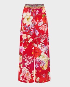 Шелковые брюки прямого кроя с цветочным принтом The Beetles Camilla
