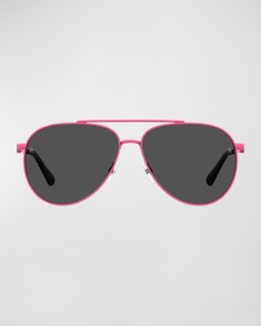 Солнцезащитные очки-авиаторы из нержавеющей стали со сплошным логотипом Chiara Ferragni