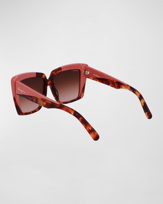 Квадратные солнцезащитные очки из ацетата с эффектом цветовых блоков Ferragamo