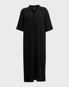 Платье-рубашка с воротником-стойкой и рукавами до локтя Eileen Fisher