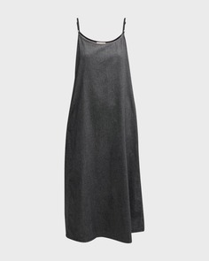 Платье миди из твила из органического хлопка с круглым вырезом Eileen Fisher