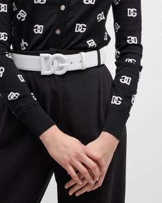 Кожаный ремень White Out Interlocking DG Dolce&amp;Gabbana