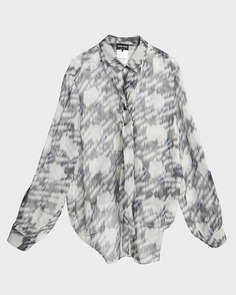 Прозрачная блузка на пуговицах с абстрактным леопардовым принтом Giorgio Armani