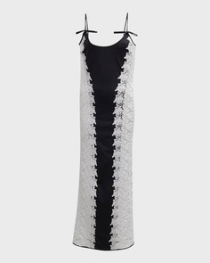 Платье-миди без рукавов с кружевной вставкой Giambattista Valli