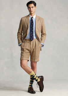 Индивидуальные шорты из смесовой льняной ткани в елочку Ralph Lauren