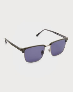 Мужские квадратные солнцезащитные очки FT0997-Hudson в полуоправе TOM FORD