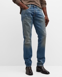 Мужские зауженные джинсы с эффектом потертости TOM FORD