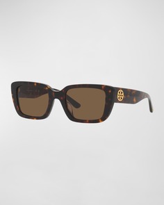 Прямоугольные солнцезащитные очки из ацетата монограммы Tory Burch