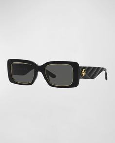 Прямоугольные солнцезащитные очки T-Monogram из ацетата Tory Burch