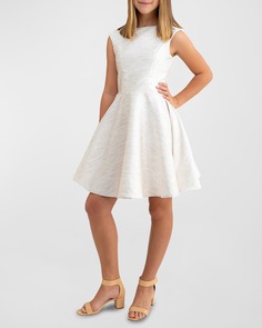 Жаккардовое платье с V-образным вырезом для девочки, размеры 7–16 Un Deux Trois