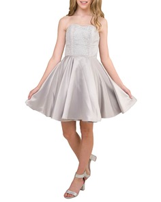 Вечернее платье из пайеток и атласа без бретелек для девочек, размер 14–12 Un Deux Trois