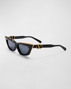 Солнцезащитные очки V-Goldcut I «кошачий глаз» из ацетата и титана Valentino Garavani