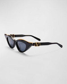 Солнцезащитные очки «кошачий глаз» V Goldcut II из ацетата и титана Valentino Garavani