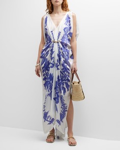 Платье-кафтан с ручной драпировкой Salvia Verandah