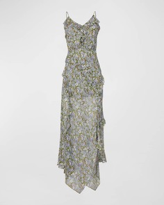 Шелковое платье макси с цветочным принтом Avenel Veronica Beard