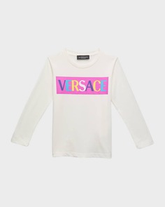 Разноцветная футболка с логотипом для девочек, размер 4–6 Versace