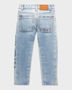Легкие выстиранные джинсы для мальчика с логотипом, размеры 8–14 Versace