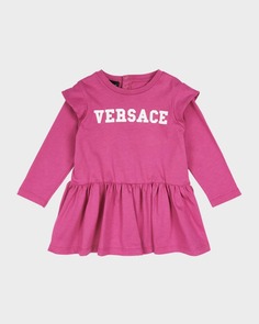 Рубашка из джерси с баской и логотипом для девочки, размер 12M-3 Versace