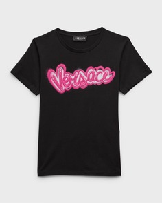 Футболка для девочек с логотипом граффити, размер 8–14 Versace