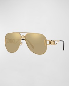 Золотые солнцезащитные очки-авиаторы Medusa из металла и пластика Versace