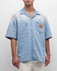 Мужская джинсовая рубашка Camp со сплошным логотипом Versace