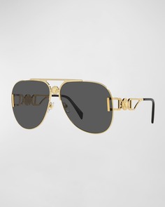 Солнцезащитные очки-авиаторы Medusa из металла и пластика Versace