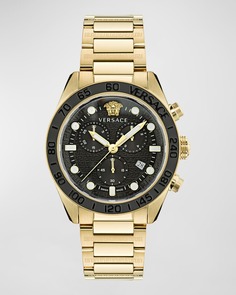 Мужские часы Greca Dome IP с браслетом из желтого золота, 43 мм Versace