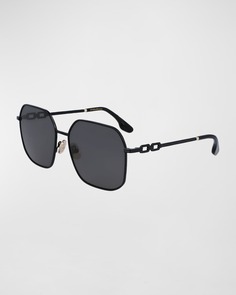 Квадратные металлические солнцезащитные очки с цепочкой Victoria Beckham