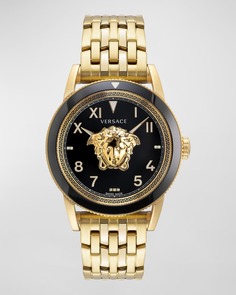 Мужские часы V-Palazzo IP из желтого золота с бриллиантами, 43 мм Versace