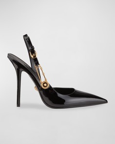 Туфли-лодочки с ремешком на пятке с английской булавкой Versace